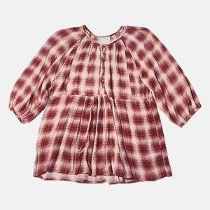 Maeve Plaid Top in Red and White